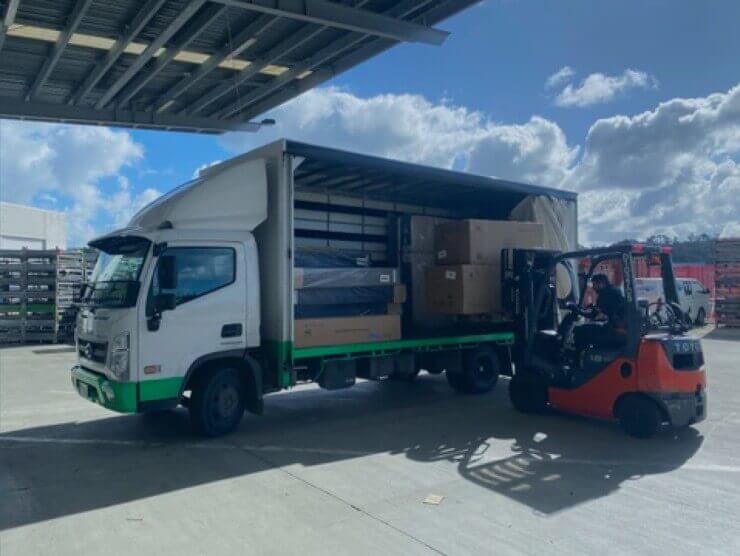 A delivery truck being loaded at Betalife's Auckland warehouse