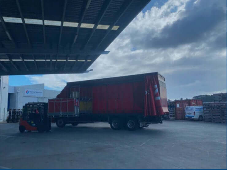 Delivery truck at the Betalife Auckland warehouse yard