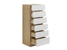 Load image into Gallery viewer, Harris 6 Drawers Slim Tallboy - Oak + White
