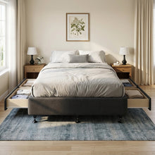 Load image into Gallery viewer, Charles Fabric Double Bed Base 4 Drawers - Black