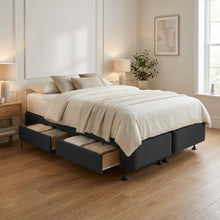 Load image into Gallery viewer, Charles Fabric King Split Bed Base 4 Drawers - Black
