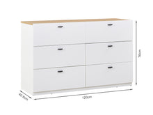 Load image into Gallery viewer, Hekla Low Boy 6 Drawer Chest Dresser - White