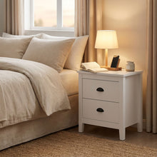 Load image into Gallery viewer, Congo Bedside Table with 2 Drawers - White