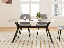 Load image into Gallery viewer, Cedar Gloss Ceramic Dining Table 180 x 90cm - Light Grey + Black