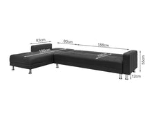 Load image into Gallery viewer, Minnesota 5 Seater Sofa Bed Futon with Chaise - Black
