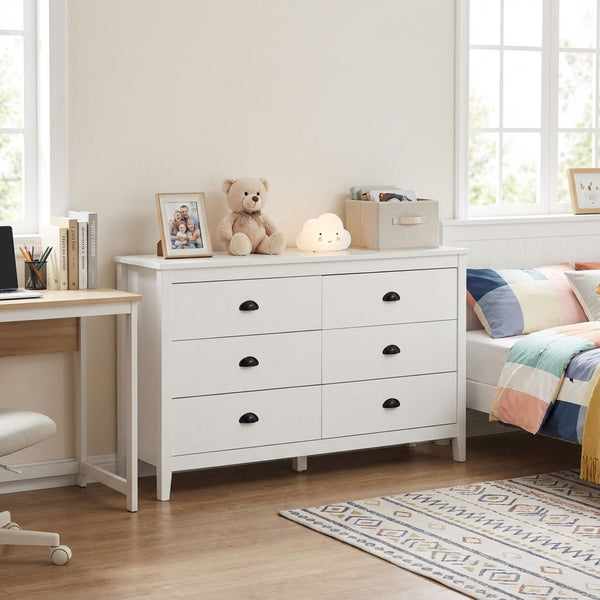 Congo 6 Drawers Low Boy - White