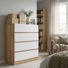 Load image into Gallery viewer, Harris 4 Drawers Tallboy - Oak + White