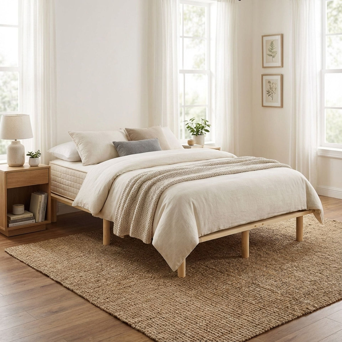 Ohio King Single Wooden Bed Base - Natural