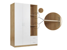 Load image into Gallery viewer, Harris 3 Door Wardrobe with Drawers - Oak + White