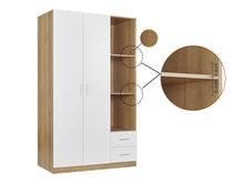 Load image into Gallery viewer, Harris 3 Door Wardrobe with Drawers - Oak + White
