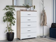 Load image into Gallery viewer, Bram Tallboy 5 Drawer Chest Dresser - Oak
