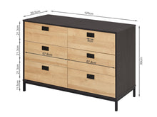 Load image into Gallery viewer, Morris Wooden Low Boy 6 Drawers - Oak
