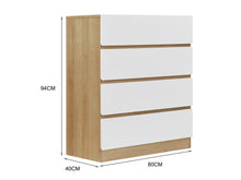 Load image into Gallery viewer, Harris 4 Drawers Tallboy - Oak + White