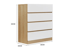 Load image into Gallery viewer, Harris 4 Drawers Tallboy - Oak + White
