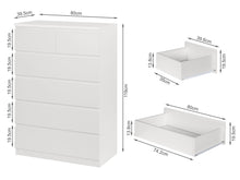 Load image into Gallery viewer, Tongass Wooden Tallboy 6 Drawers - White
