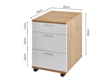 Load image into Gallery viewer, Nakia 3 Drawer Filing Cabinet - Oak+White
