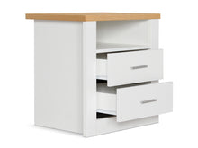 Load image into Gallery viewer, Mateo Wooden Bedside Table - White + Oak At Betalife
