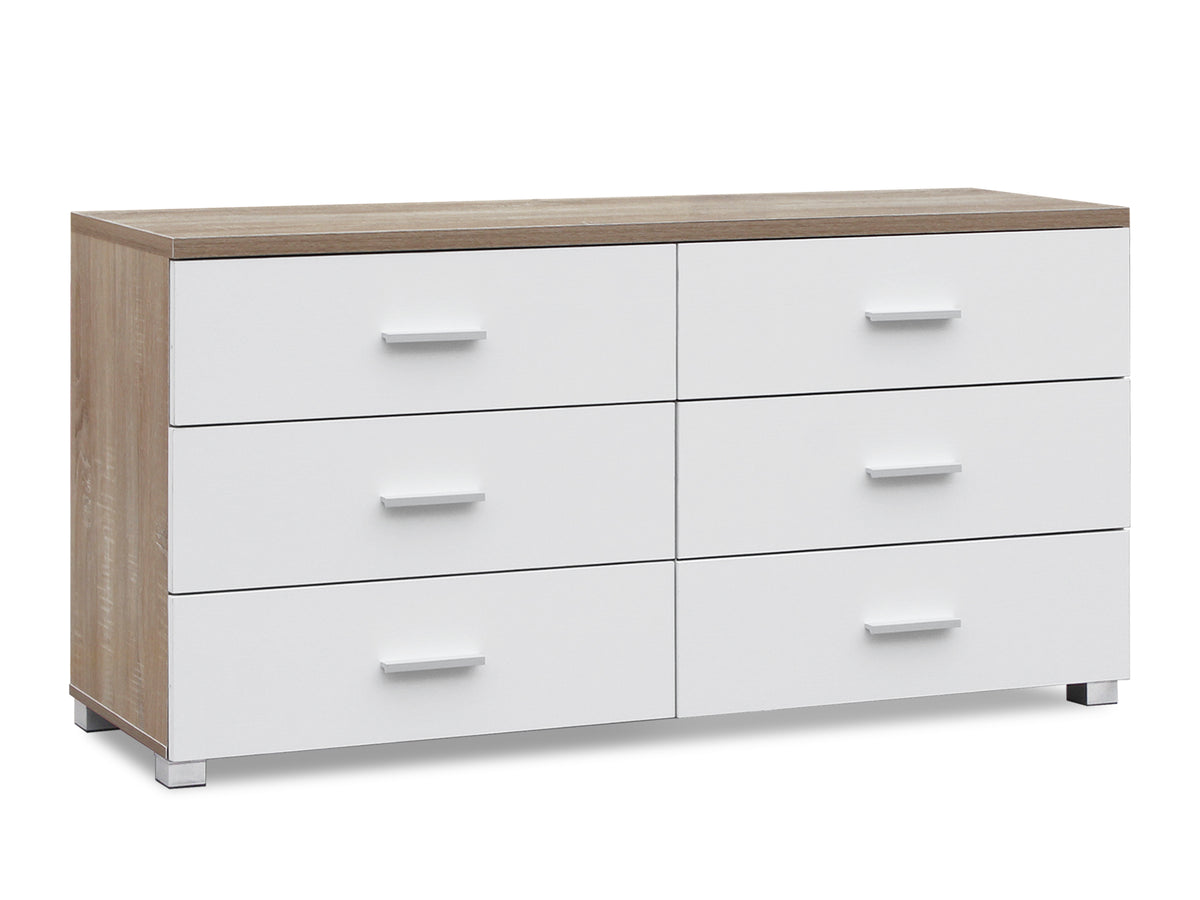 21879 - Bram Low boy 6 Drawer Chest Dresser - Oak - Betalife