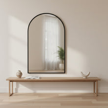 Load image into Gallery viewer, Luna Arched Metal Wall Mirror - Black