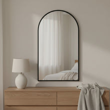 Load image into Gallery viewer, Luna Arched Metal Wall Mirror - Black