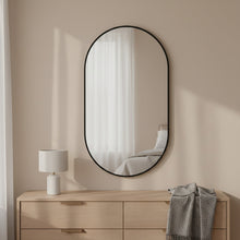 Load image into Gallery viewer, Luna Oval Metal Framed Wall Mirror - Black