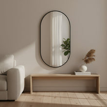 Load image into Gallery viewer, Luna Oval Metal Framed Wall Mirror - Black