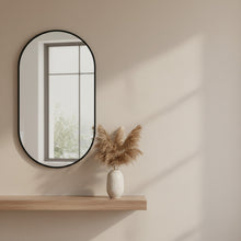 Load image into Gallery viewer, Luna Oval Metal Framed Wall Mirror - Black