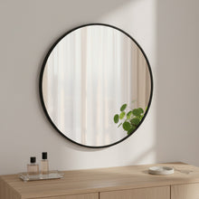 Load image into Gallery viewer, Nova Round Metal Framed Wall Mirror 50cm - Black