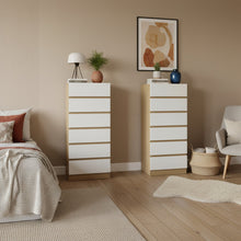 Load image into Gallery viewer, Harris 6 Drawers Slim Tallboy - Oak + White