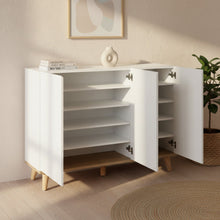 Load image into Gallery viewer, Hudson 3 Door Shoe Cabinet Storage Rack - White