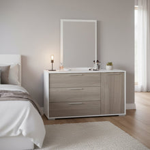 Load image into Gallery viewer, Waipoua 4 Drawer Low Boy with Mirror- GREY OAK