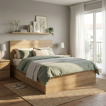 Load image into Gallery viewer, Harris Double Wooden Bed Frame with Storage - Oak