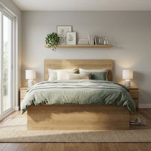 Load image into Gallery viewer, Harris Double Wooden Bed Frame with Storage - Oak