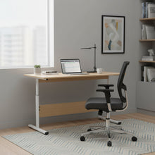 Load image into Gallery viewer, Hector 140cm Height-Adjustable Computer Desk - Maple + White