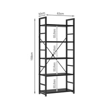 Load image into Gallery viewer, Poroti 5 Tier Bookshelf Storage Shelf - Black
