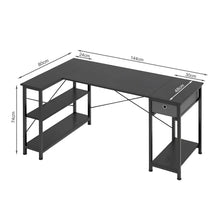 Load image into Gallery viewer, Simon Computer Corner Desk with Bookshelf - Black
