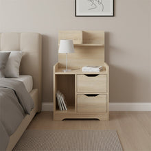 Load image into Gallery viewer, Finn Bedside Table with Shelves - Oak