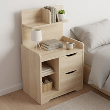 Load image into Gallery viewer, Finn Bedside Table with Shelves - Oak