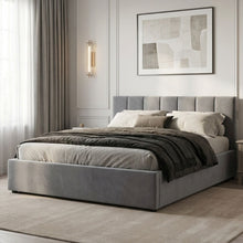Load image into Gallery viewer, Penelope Queen Gas Lift Velvet Bed Frame - Grey