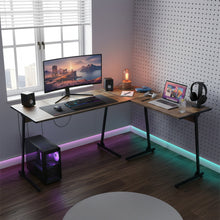 Load image into Gallery viewer, Nordix L-Shaped Computer Corner Desk - Rustic Brown