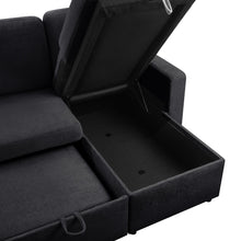 Load image into Gallery viewer, Amy 3 Seater Sofa Bed with Storage - Black