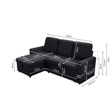 Load image into Gallery viewer, Amy 3 Seater Sofa Bed with Storage - Black