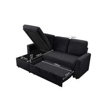 Load image into Gallery viewer, Amy 3 Seater Sofa Bed with Storage - Black