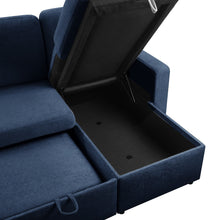 Load image into Gallery viewer, Amy 3 Seater Sofa Bed with Storage - Blue