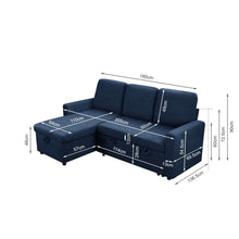 Load image into Gallery viewer, Amy 3 Seater Sofa Bed with Storage - Blue