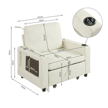 Load image into Gallery viewer, Mist 1 Seater Sofa Bed With Cup Holder And Side Tray - Cream
