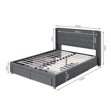 Load image into Gallery viewer, Sereno Queen Bed Frame with 4 Drawers - Dark Grey