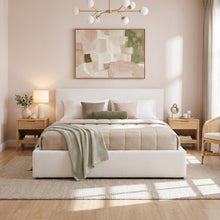 Load image into Gallery viewer, Belo Boucle Queen Gas Lift Bed Frame - White