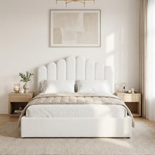 Load image into Gallery viewer, Puro Boucle Queen Gas Lift Bed Frame - White