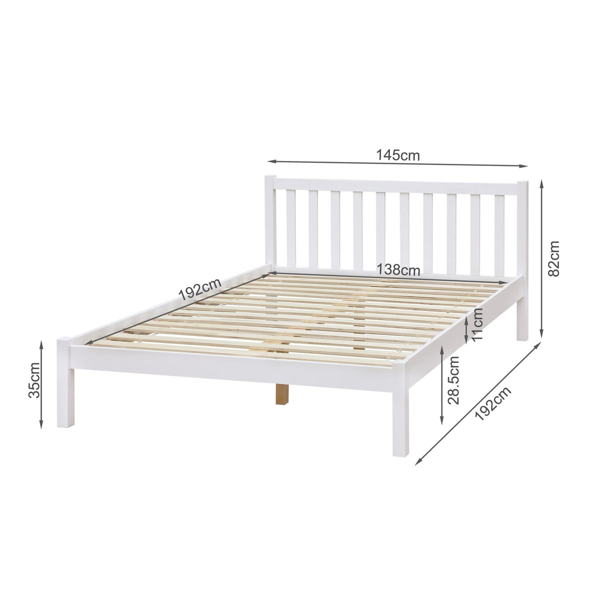 Baker Double Wooden Bed Frame - White